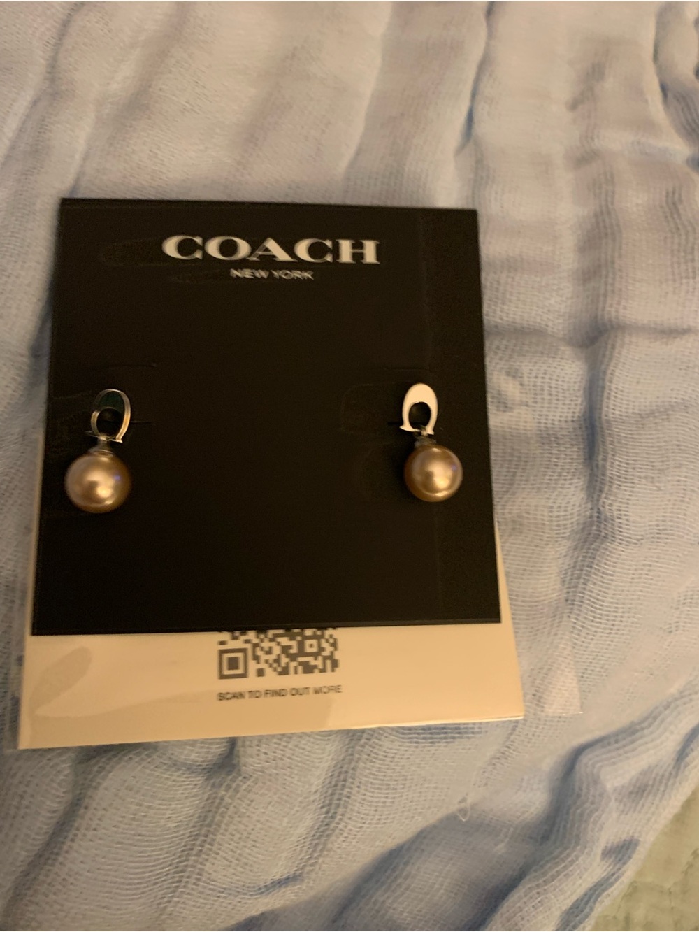 COACH Silver-Tone Pearl Drop Earrings